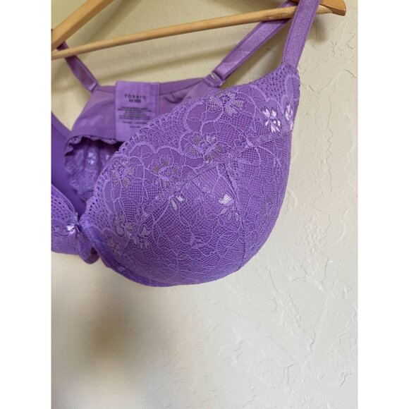 TORRID 44DDD Purple Push Up Plunge Lace Underwire Bra - Picture 4 of 7